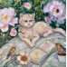  Tea, Cat and Roses - English Garden series oil painting | Marina Stognieva